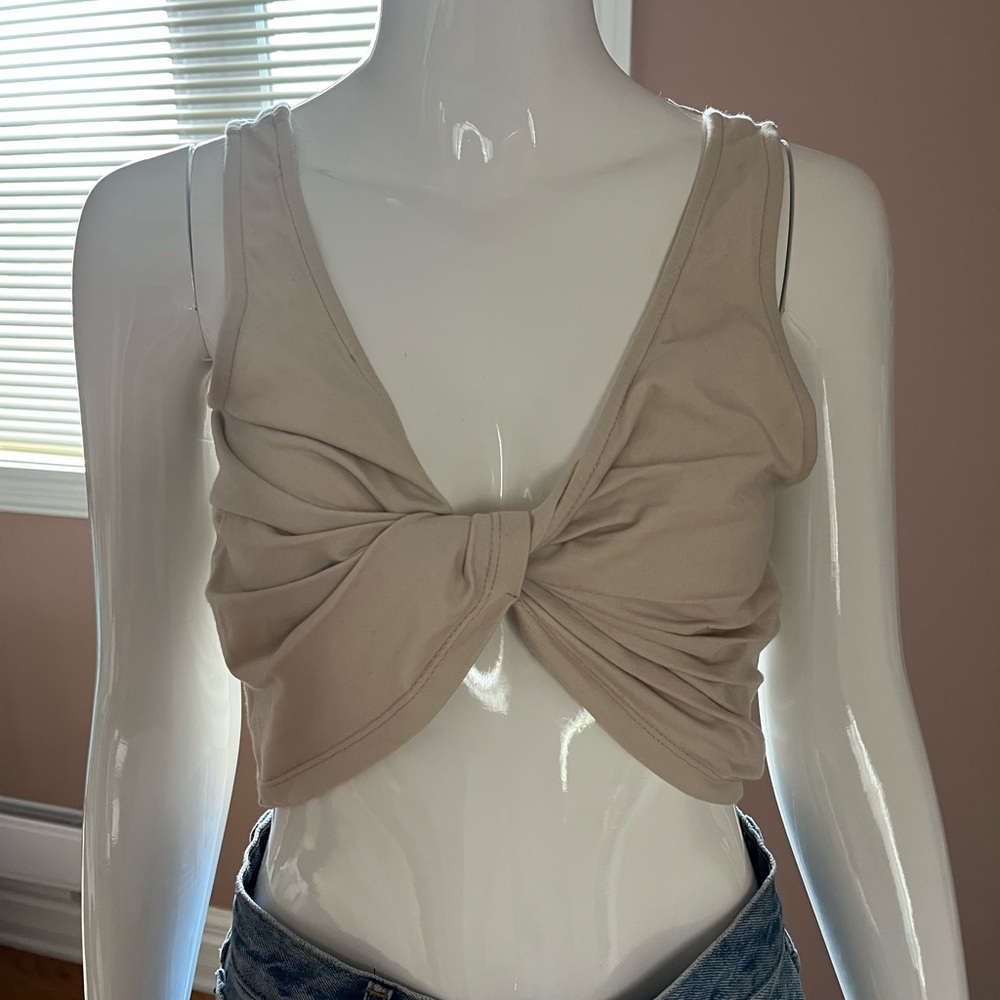Free with purchase - Lush Tan Tie Front Crop Tank Top